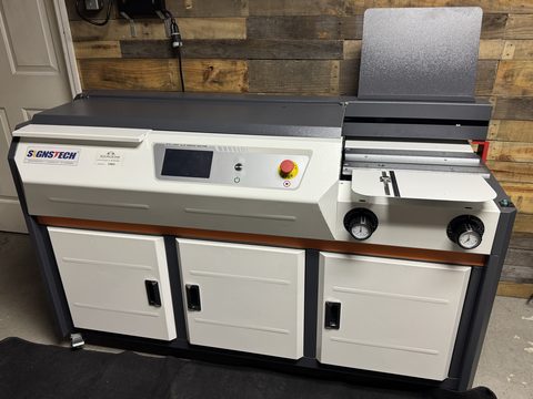 Signstech intelligent glue binding machine with a touchscreen control panel